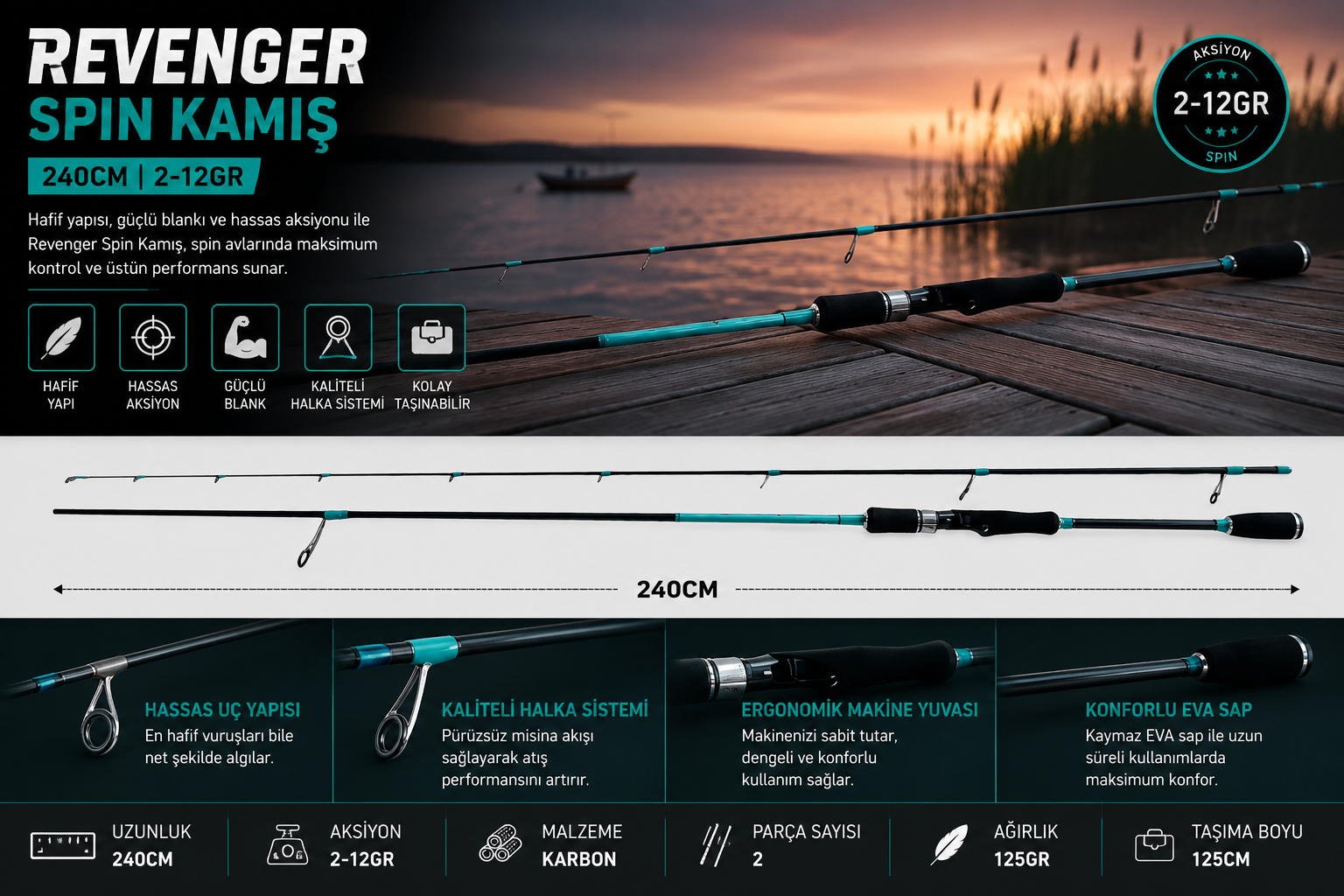 Revenger Spin Kamış 240cm 2-12gr