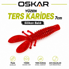Oskar Yüzen Ters Karides 7cm Simli Kırmızı 3 Adet