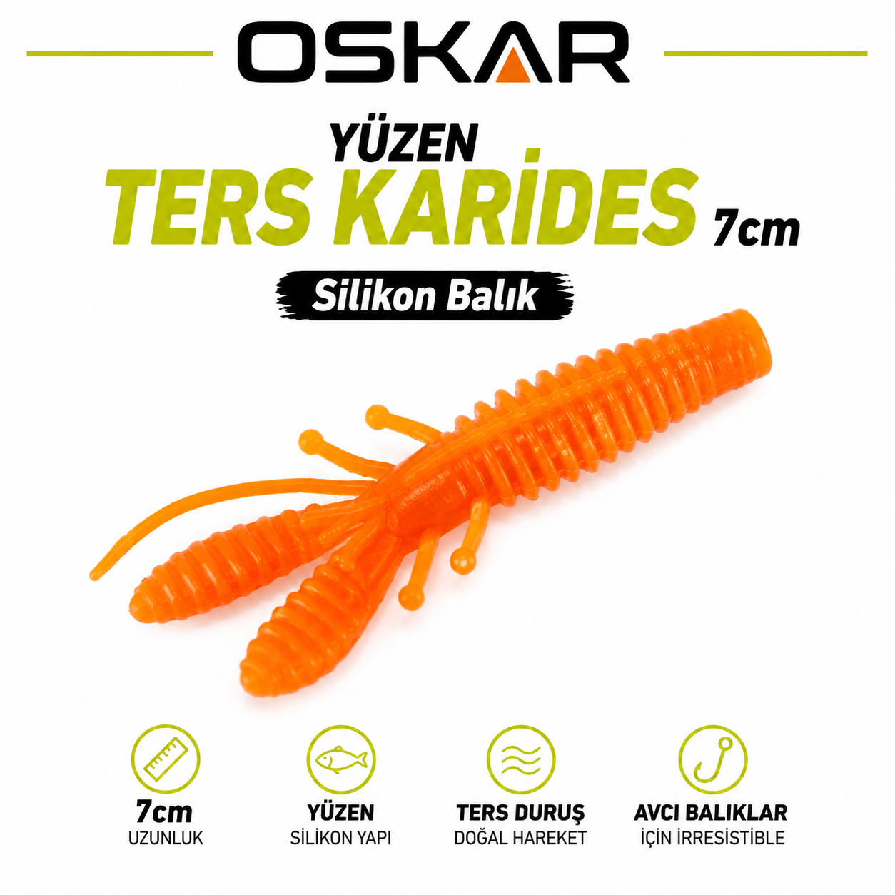 Oskar Yüzen Ters Karides 7cm Turuncu 3 Adet