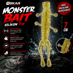 Oskar Monster Bait Silikon 7cm Simli Sarı 5 Adet