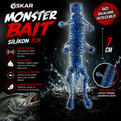 Oskar Monster Bait Silikon 7cm Simli Mavi 5 Adet
