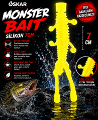Oskar Monster Bait Silikon 7cm Sarı 5 Adet