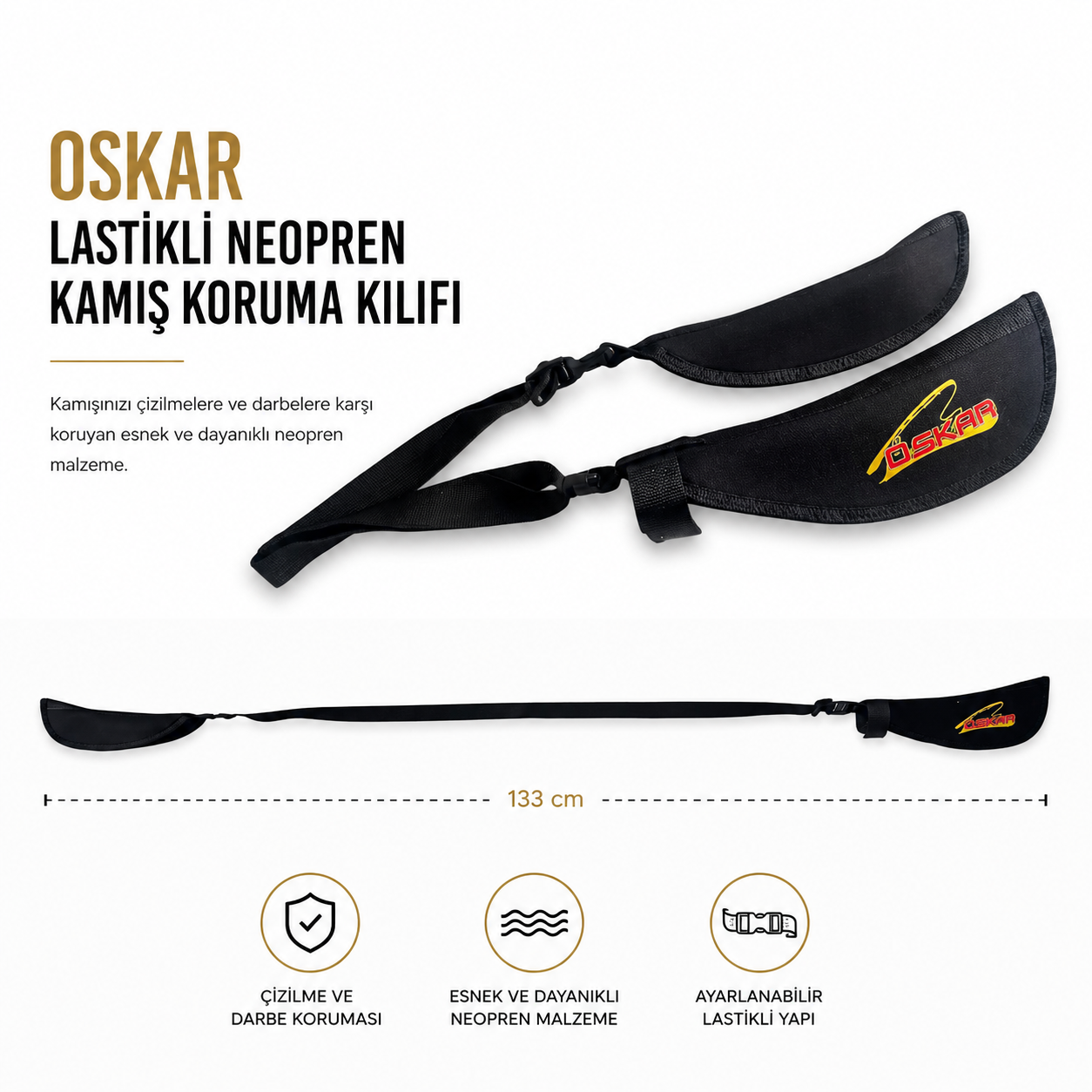Oskar Lastikli Neopren Kamış Koruma Kılıfı