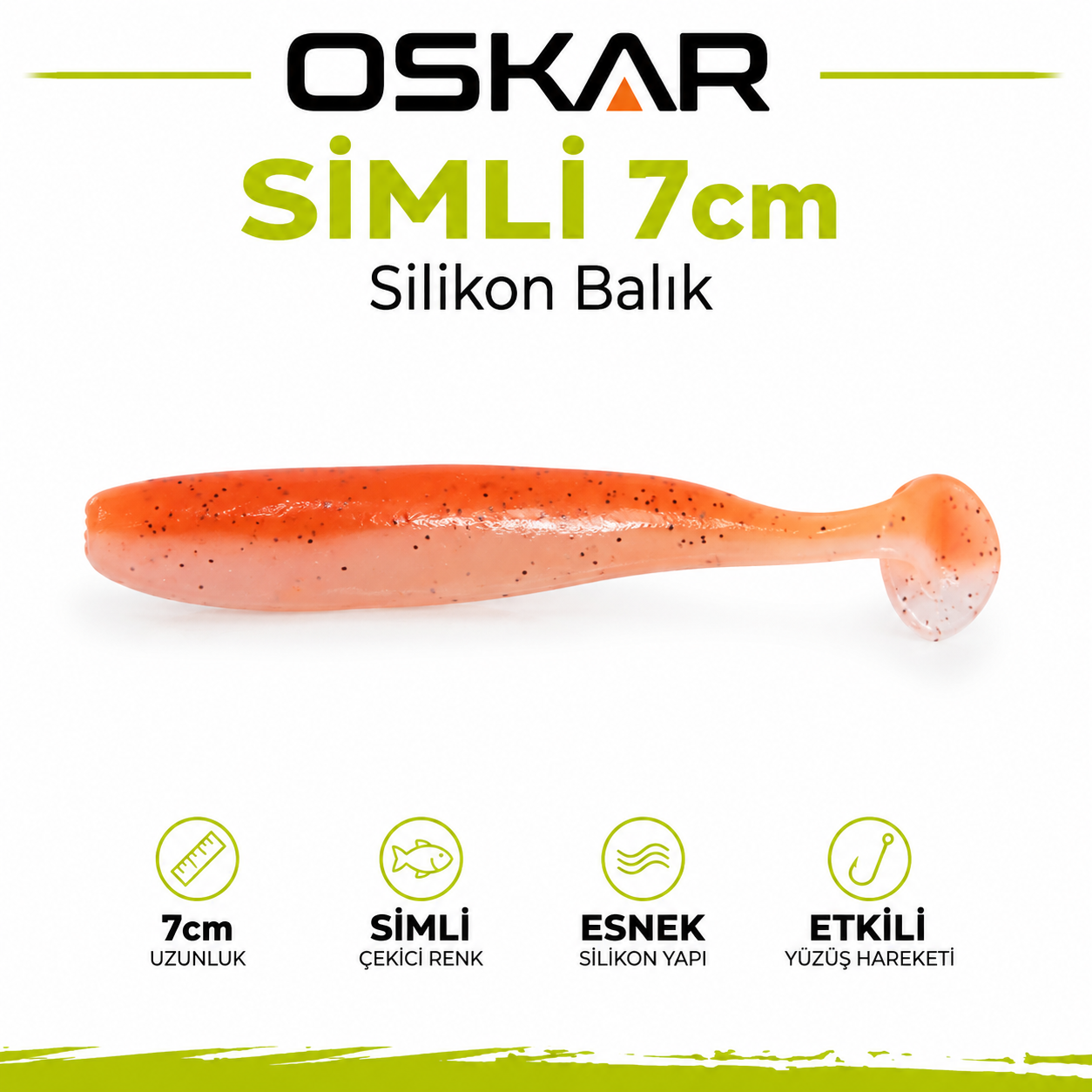 Oskar Simli Silikon Balık 7cm Kokulu Turuncu
