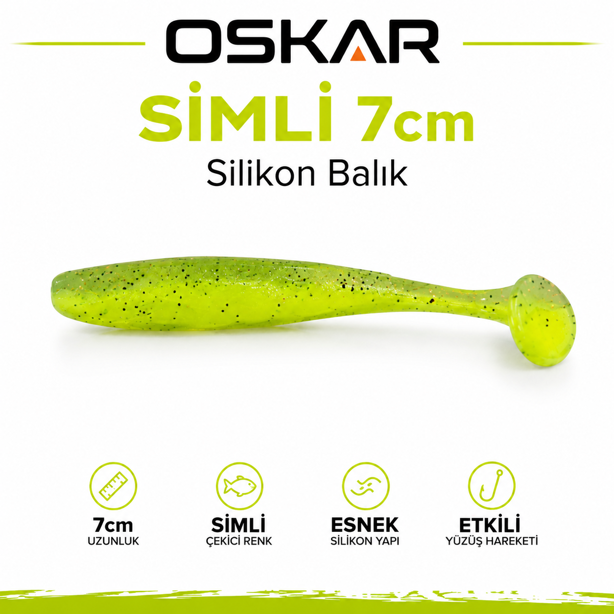 Oskar Simli Silikon Balık 7cm Kokulu Sarı