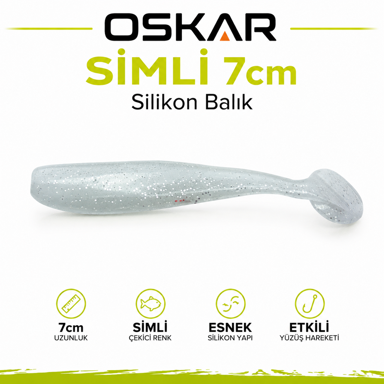 Oskar Simli Silikon Balık 7cm Kokulu Beyaz