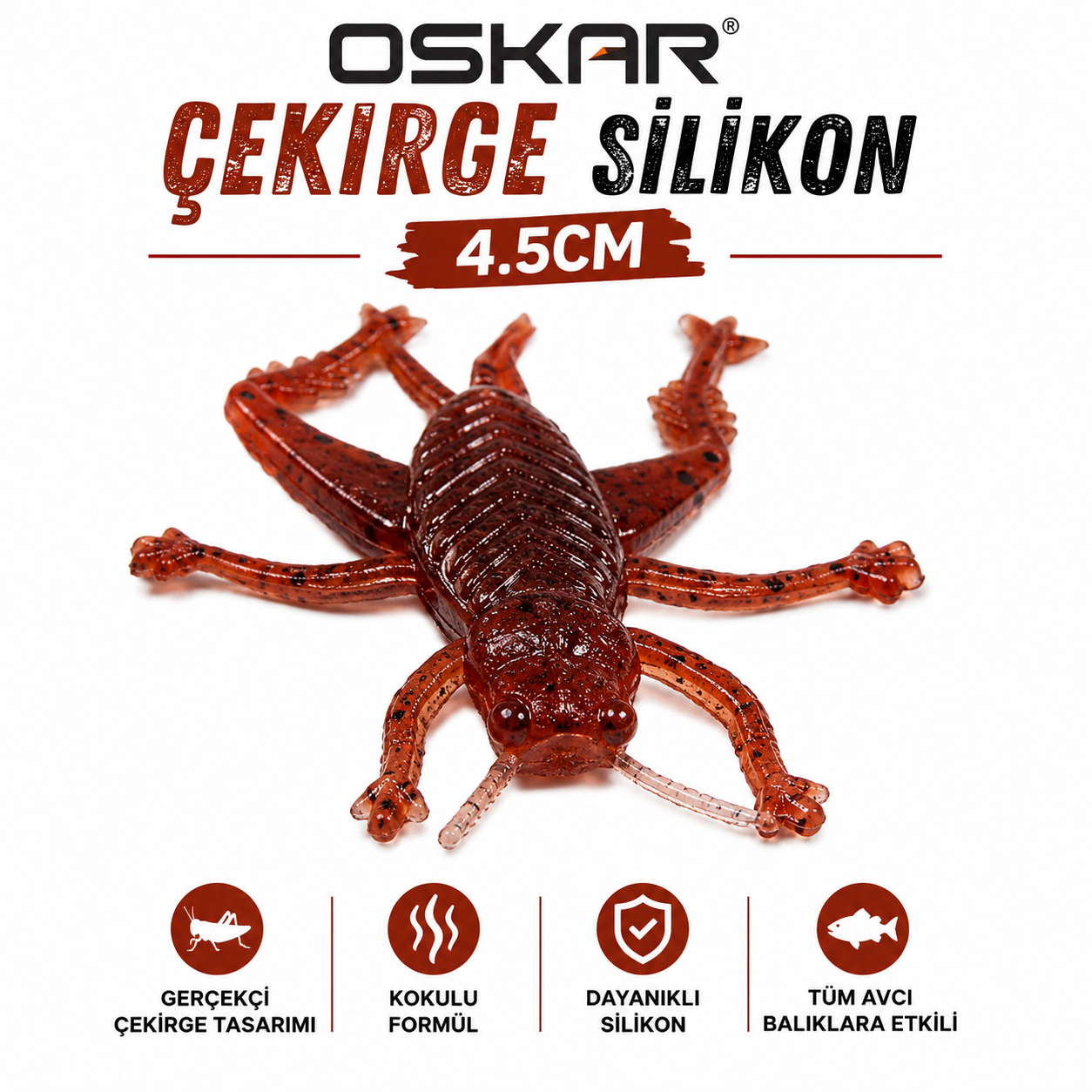 Oskar Çekirge Silikon Kokulu 4.5cm Bordo