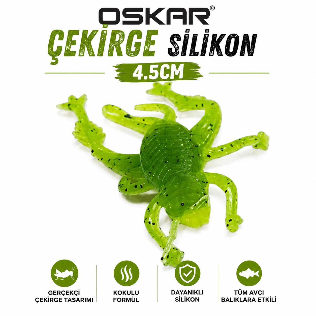 Oskar Çekirge Silikon Kokulu 4.5cm Yeşil