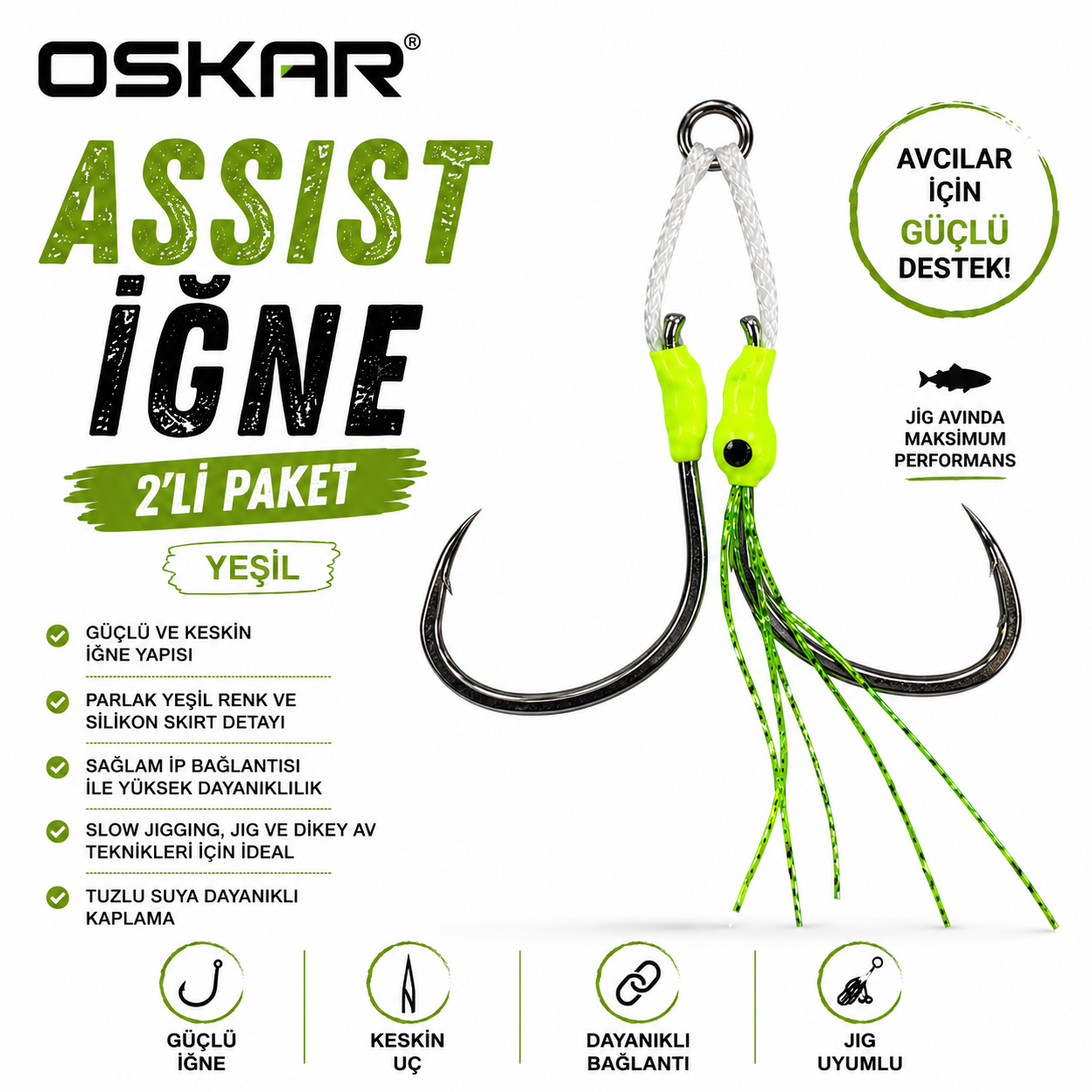 Oskar Assist İğne 2'li Paket Yeşil