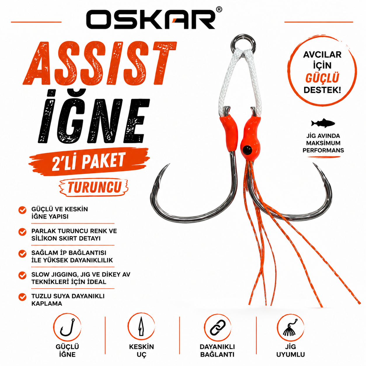Oskar Assist İğne 2'li Paket Turuncu